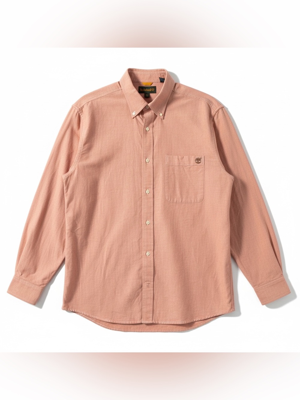 Timberland Men's Cotton Button-Down Casual Shirt in Peach Size XL